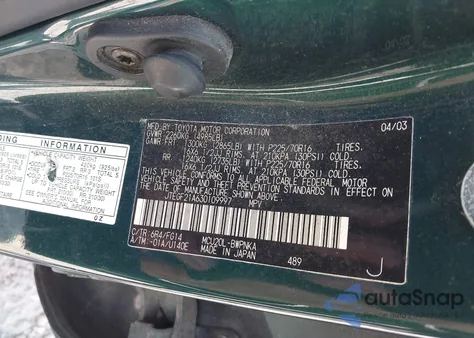 2003 Toyota Highlander V6 from USA, damaged, VIN JTEGF21A630109997